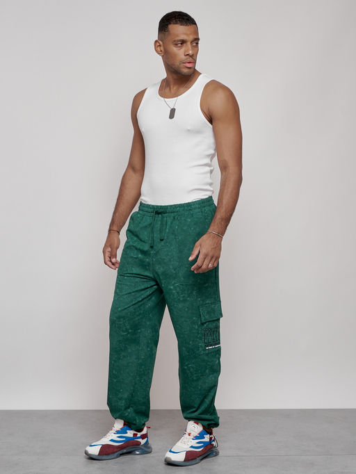 Широкие спортивные брюки трикотажные мужские зеленого цвета 12932Z - Mtforce фото 6
