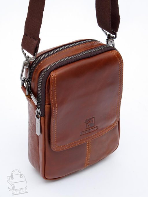 Сумка мужская кожаная 8613S brown Fuzhiniao