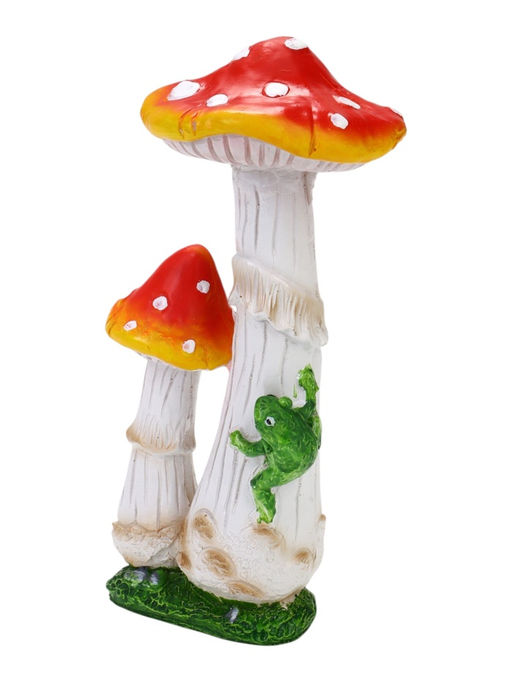 Садовая фигура из полистоуна «Мухомор с лягушкой», 13×13×32 см
