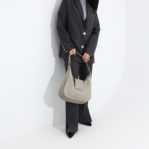 Сумка-мешок на молнии, наружный карман, длинный ремень, цвет серо-бежевый - Simaland фото 8