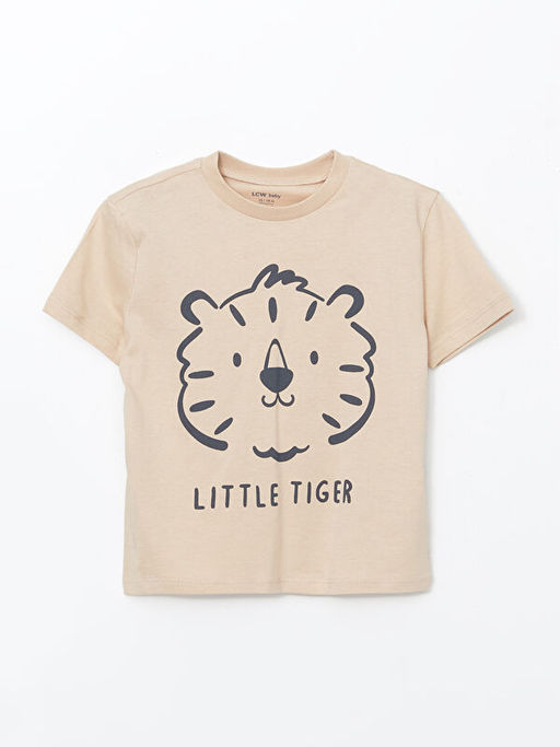 Bisiklet Yaka K?sa Kollu Bask?l? Erkek Bebek Ti??rt