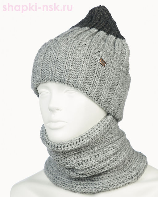 18-73-L Комплект для мальчика флис (колпак+снуд) (52-54)