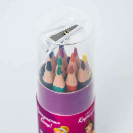 Цветные карандаши, 12 цветов, в тубусе, «Принцессы»