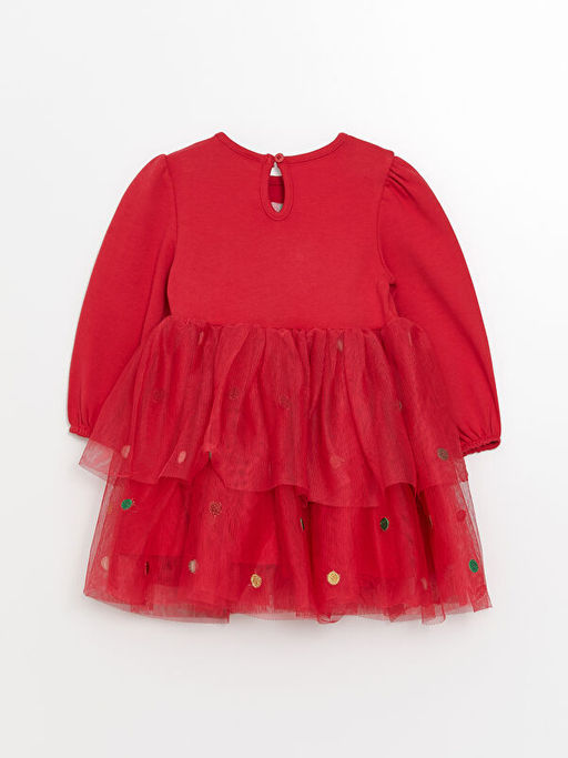 Bisiklet Yaka Uzun Kollu Bask?l? K?z Bebek Elbise - Waikiki фото 2