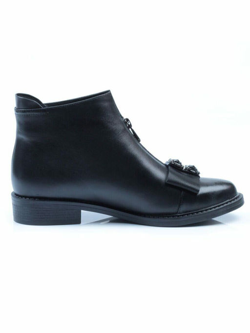 01-CA104-1 BLACK Ботинки демисезонные (натуральная кожа, байка)