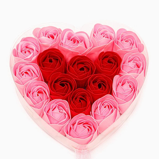 Набор в форме сердца, нежных 18 красно-розовых мыльных роз - SB BEAUTY фото 3