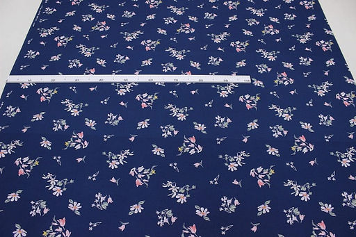 Штапель Премиум Цветочная пьеса на темно-синем, ВИД2, СОРТ2, ш.1.43м, вискоза-100%, 120гр/м.кв - Купава фото 14