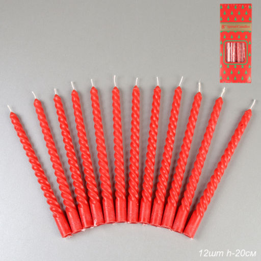 Свеча стержень 12 штук 20 см / GL-12R /уп 72/красные - Галеонтрейд фото 6