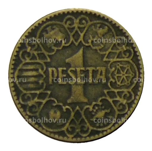 Монета 1 песета 1944 года Испания