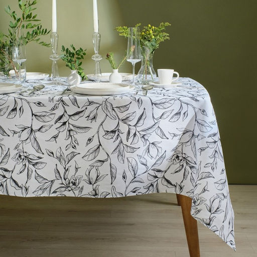 Скатерть Доляна Plant leaves, 146?250 см, 100% хлопок, рогожка 164 г/м?
