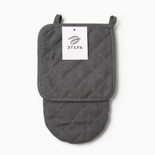 Набор кухонный Этель ECO grey: варежка 15×28 см, прихватка 19×19 см, 100% лён, 245 г/м²