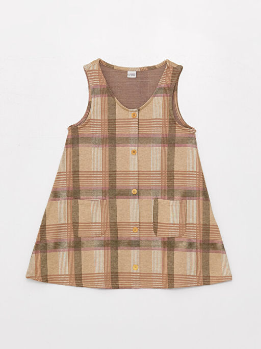 V Yaka Ekose K?z ?ocuk Elbise