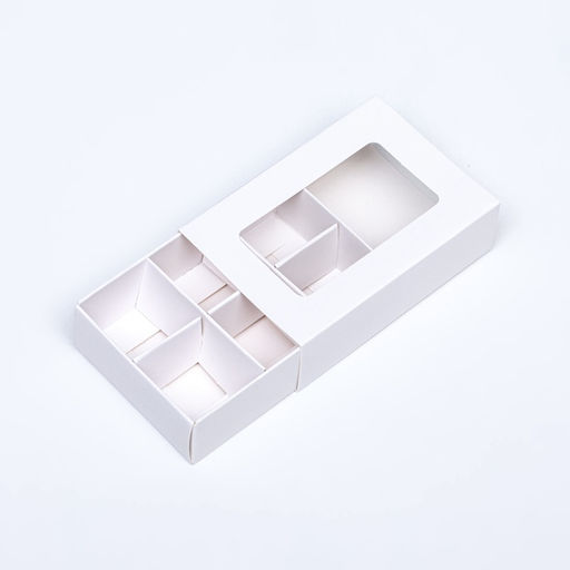 Коробка для конфет 6 штук, 8.7×5.8×2.5 см, Тонкие разделители, белый