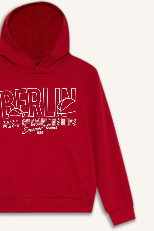 Kap__onlu Bask_l_ Sweatshirt Erkek _ocuk - Defacto фото 7