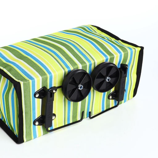 Сумка тележка хозяйственная «Полосы», складная, на липучке, 2 колеса, 32×13×52 см, зелёная