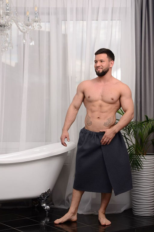 Полотенце для бани и сауны вафельное мужское  на липучке