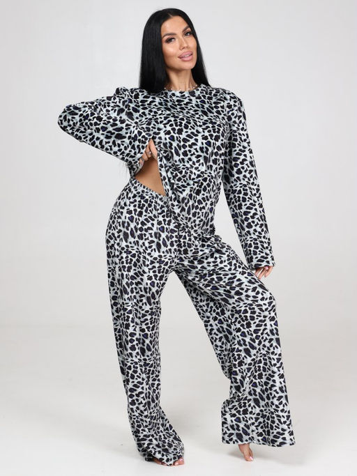 450 ЖЕНСКАЯ ПИЖАМА (брюки) (Серый леопард) - А-дина фото 3