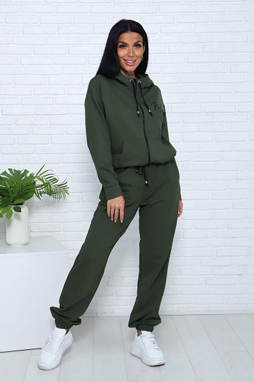 Костюм с брюками, футер с лайкрой 2-х нитка (00907, хаки)