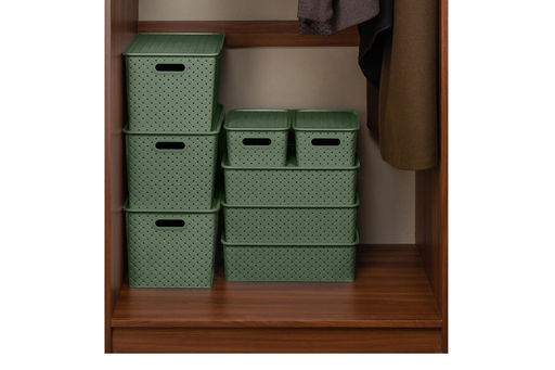 Корзинка с крышкой 14 л 35*24,5*20,5 см "Береста" оливковая (523145)