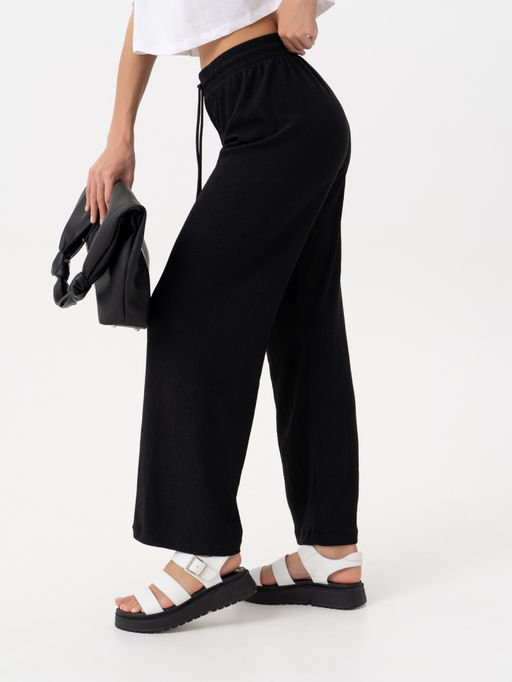 Брюки палаццо .из вискозы с эффектом жатки арт.1135-1,черные - Binita фото 6