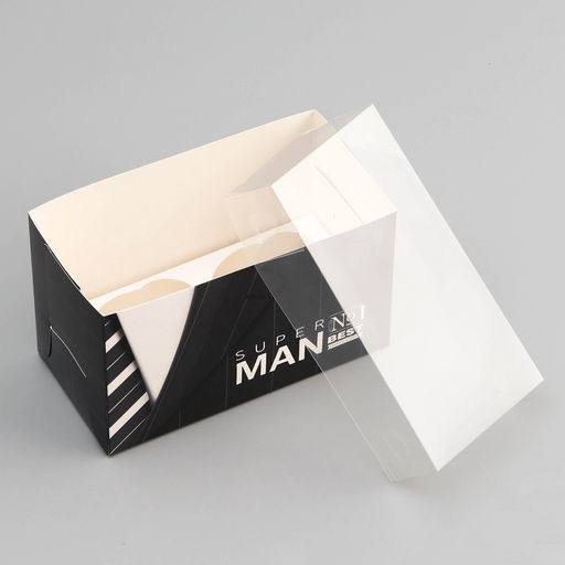 Цена за 5 шт. Коробка для 2 капкейка с прозрачной крышкой, Мужская, 16?8?10 см