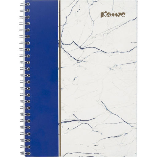 Бизнес-тетрадь А5 80л Комус Мрамор Синий клетка,80г,греб,карт,фольга,УФ-лак