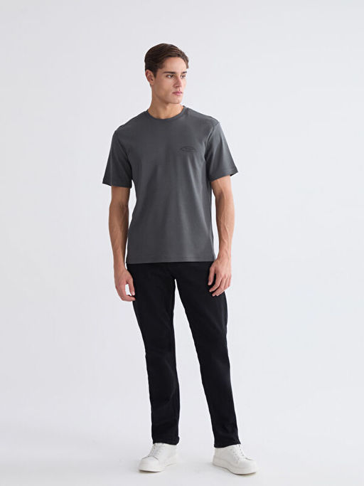 Bisiklet Yaka Bask?l? Erkek Ti??rt