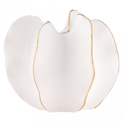 Ваза керамическая "Карамбола" 320мл, 13,2х13см h12,5см, д/горла - 3,3см, фактурный глянец, цвет - белый с золотом, в коробке (Китай)