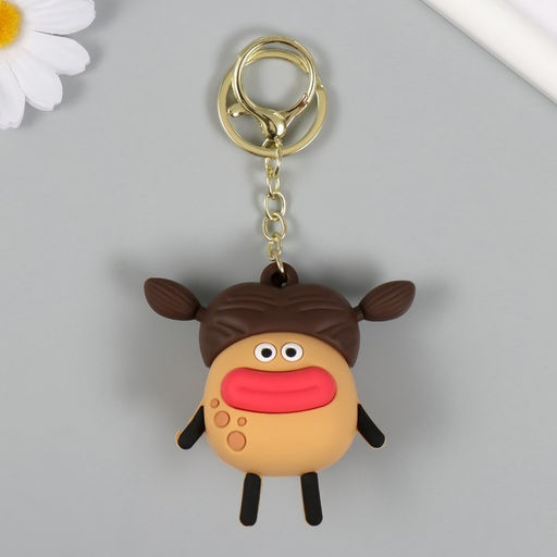 Брелок для ключей на кольце с карабином антистресс «Девочка», резина, выскакивают губы, 4×8×7 см