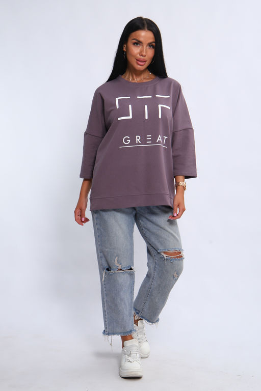 Свитшот 375702 оверсайз трикотажный