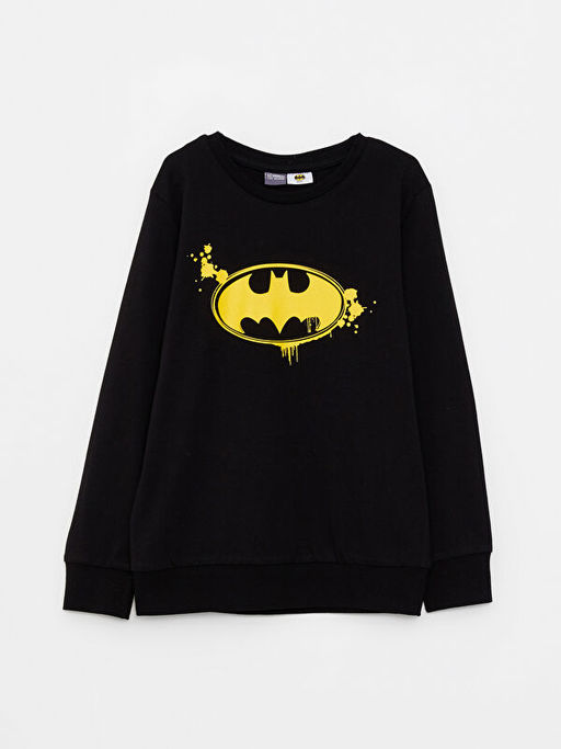 Bisiklet Yaka Batman Bask?l? Uzun Kollu Erkek ?ocuk Ti??rt