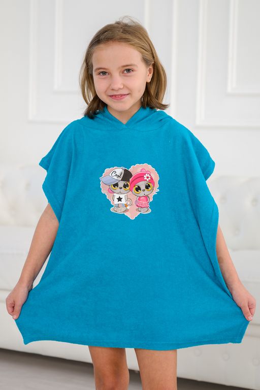 Халат детский Пончо махра Друзья бирюза - Амадэль фото 3