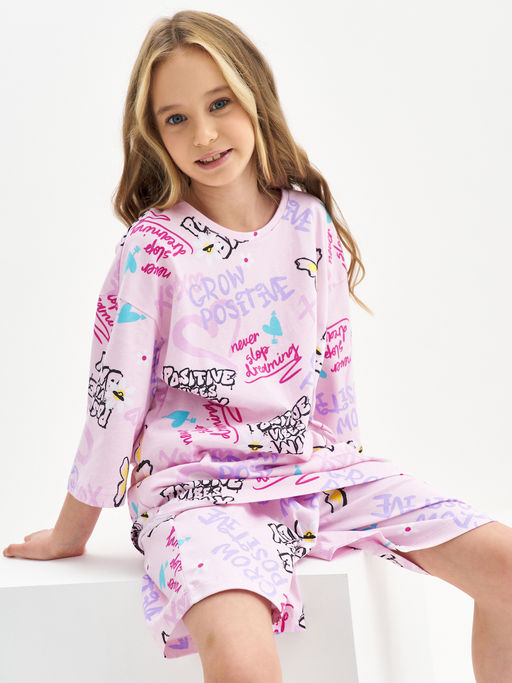 Розовая пижама для девочки с принтом - Kogankids фото 9