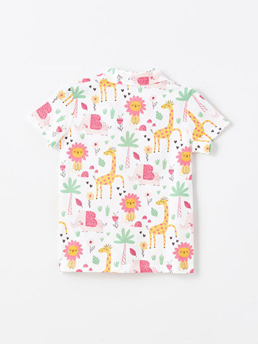 Polo Yaka K?sa Kollu Bask?l? K?z Bebek Pijama Tak?m - Waikiki фото 3