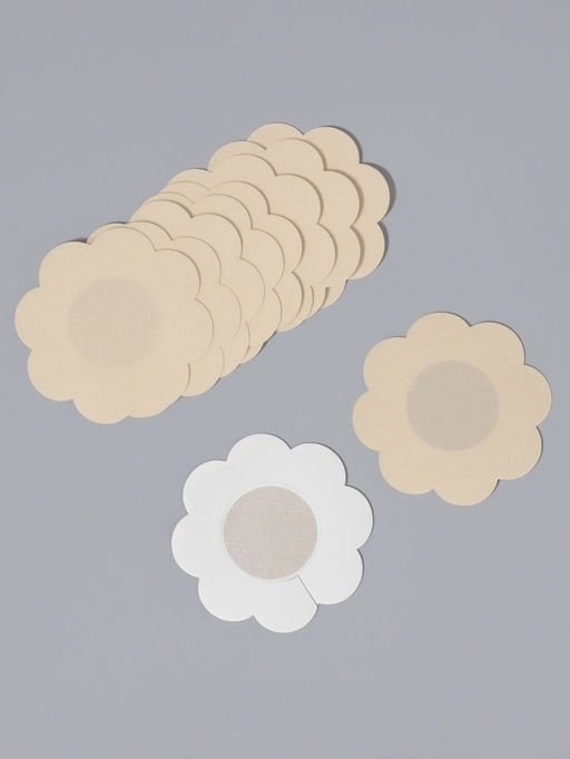 Цена за 4 шт. Стикини на грудь «Цветок», набор - 5 пар, на клеевой основе, 6×6 см, бежевая