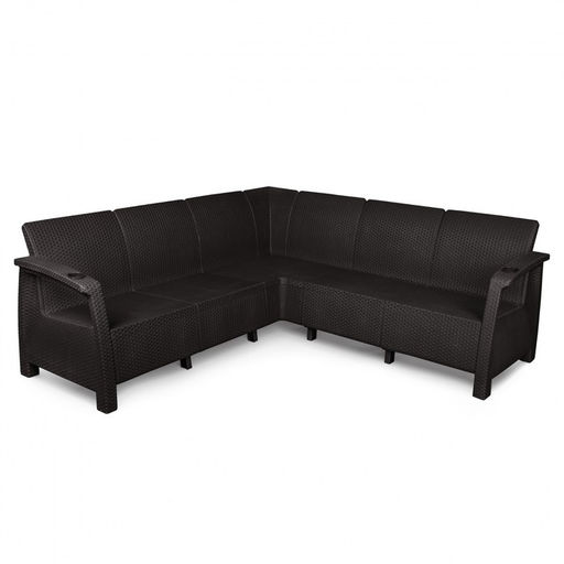 Диван садовый «Ротанг» угловой, 200×200×79 см, цвет мокко