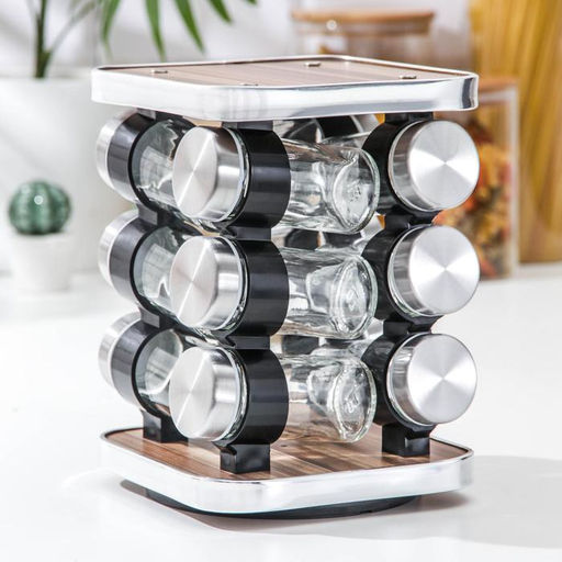 Набор для специй «Модерн», 32.5×7×12.5 см, ёмкость, 90 мл, 4×9.5 см, 12 шт.