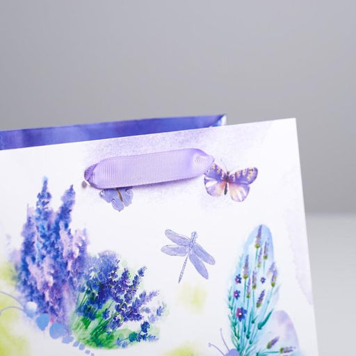 Пакет ламинированный квадратный Лавандовая легкость, 22 22 11 см - Дарите счастье фото 3
