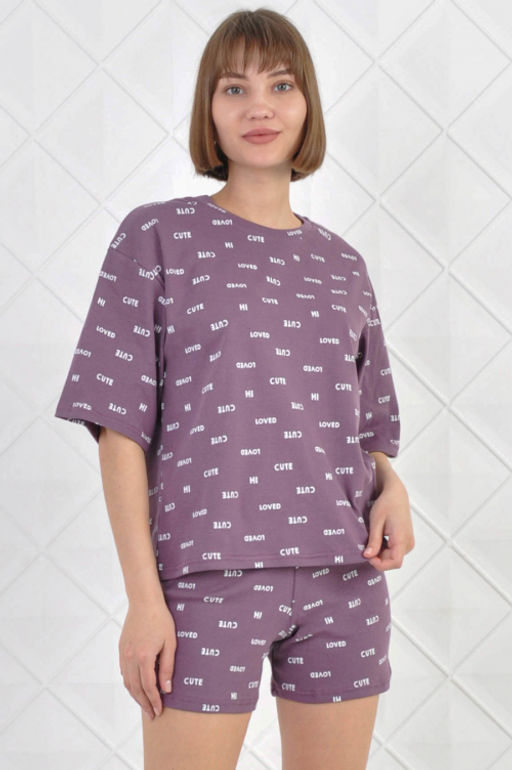 Арт. 9115 Пижама с шортами 42-50 (5 шт) Цвет:верх-помада, низ-помада