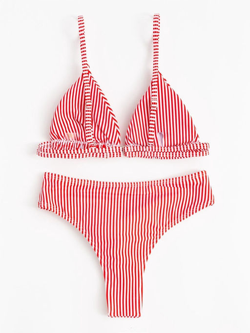Купальник женский раздельный MINAKU Stripe, размер 46, красный