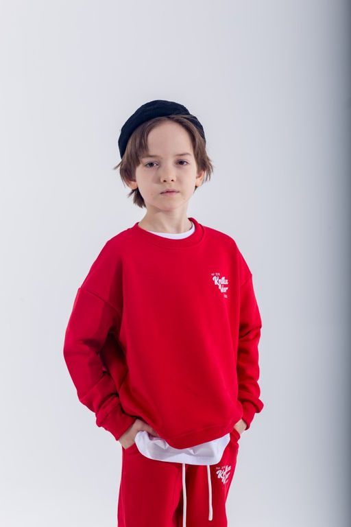 072 Детский костюм, красный (3хнитка петля)