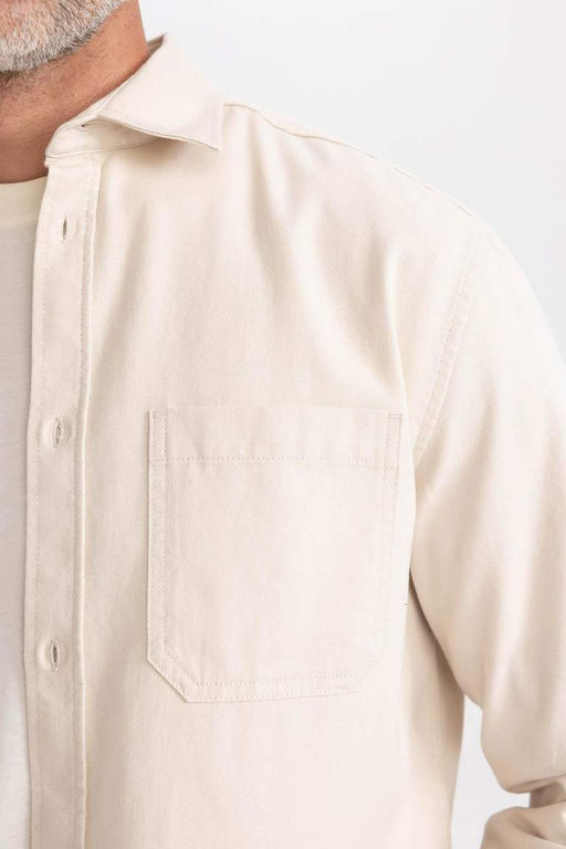 Рубашка из габардина обычного кроя с длинными рукавами - Defacto фото 8