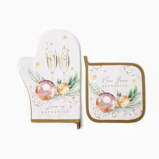 Набор подарочный Этель Esthetics, варежка 20?28 см, прихватка 19?19 см, хлопок 100%