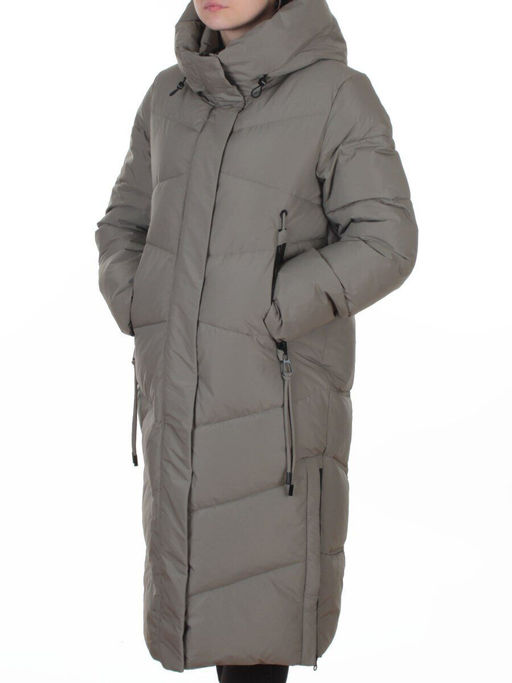 A73 GRAY/GREEN Пальто зимнее женское (200 гр. холлофайбер)