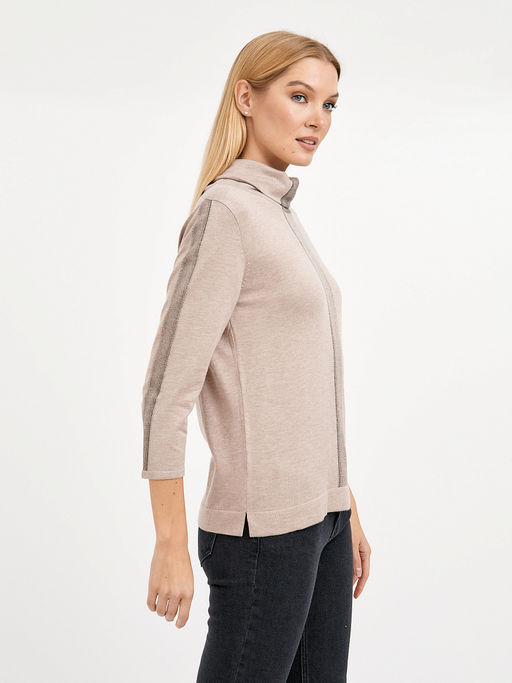 водолазка женская бежевая с добавлением люрекса и страз - Glenfield фото 7