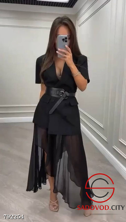 Женский костюм черный с ремнем - Bruno фото 2