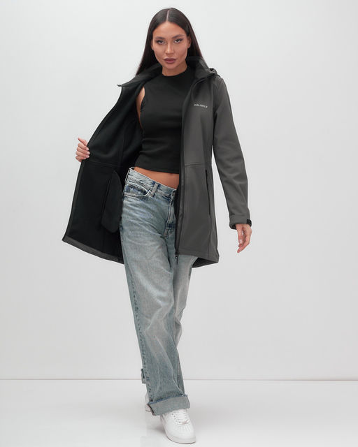 Парка спортивная женская с капюшоном softshell темно-серого цвета 9568TC - Mtforce фото 17