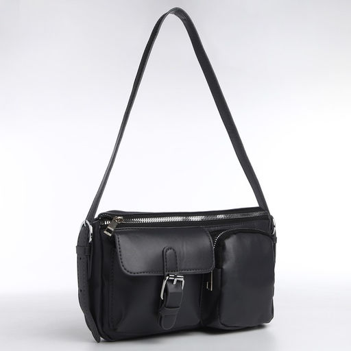 Сумка женская с карманами кожзам, графитный цвет - Nazamok фото 3