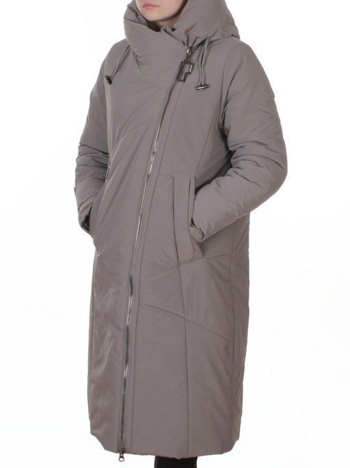 M-9102 GRAY/BEIGE Пальто зимнее женское (верблюжья шерсть, 120 гр. холлофайбер)