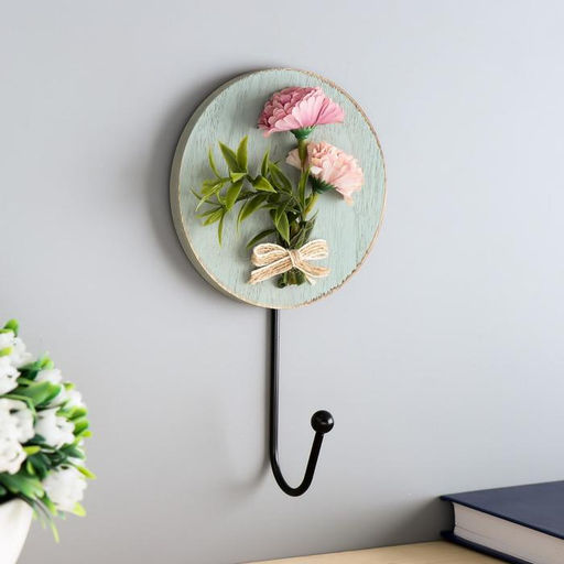 Крючок декоративный дерево «Букетик цветов», ключница настенная, 17.5×10×4.5 см